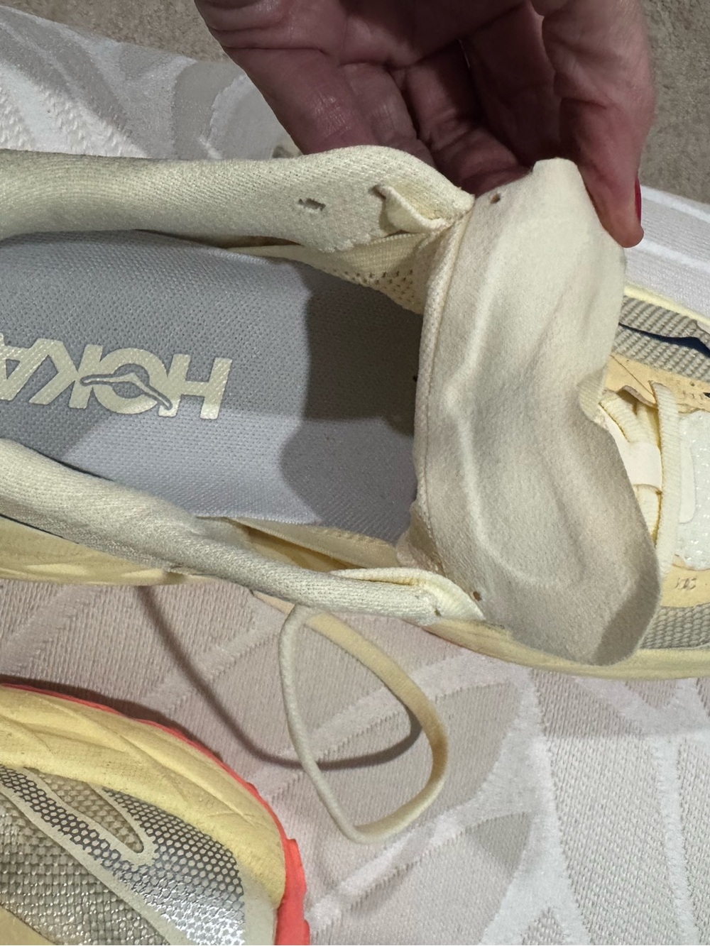 Hoka Speedgoat 7 Cream and Coral Trail Sneakers - Picture 12 of 14